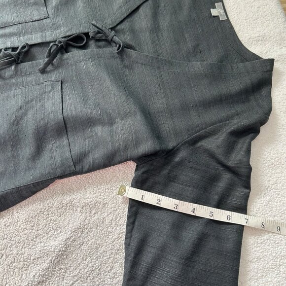 Black silk/cotton blend jacket with front tie closure - Picture 13 of 14